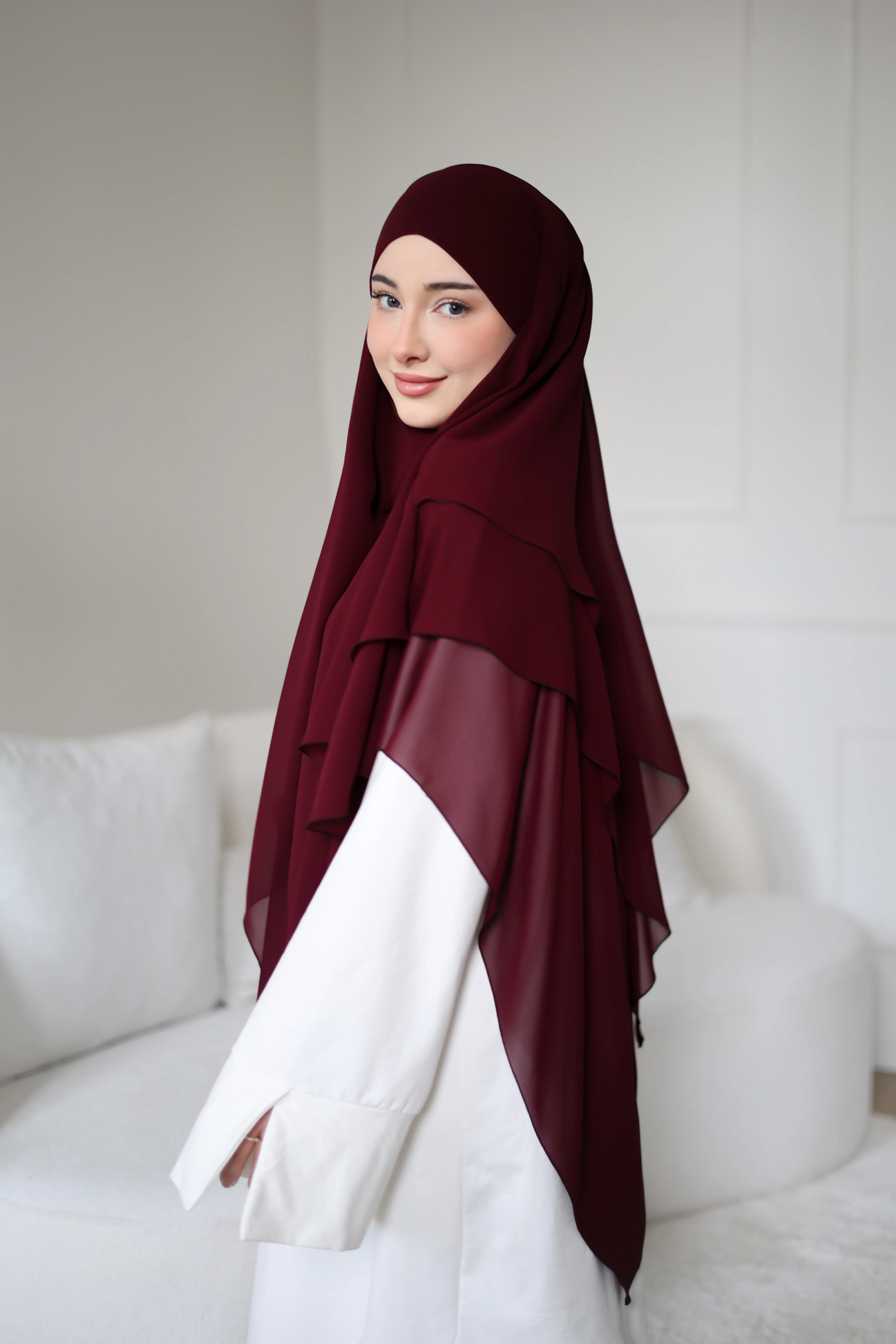 Chiffon Khimar BORDEAUX - Image 4