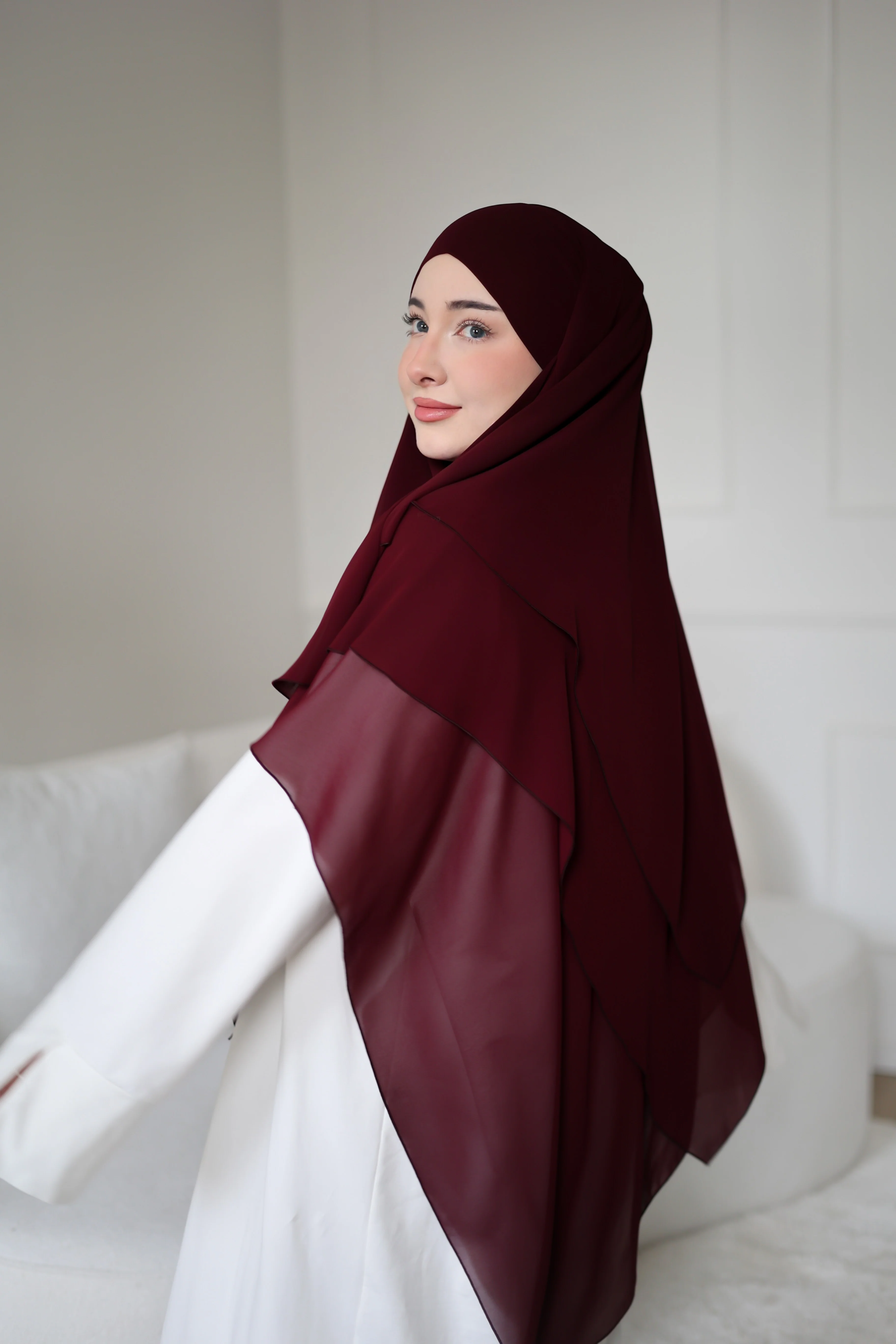 Chiffon Khimar BORDEAUX - Image 5