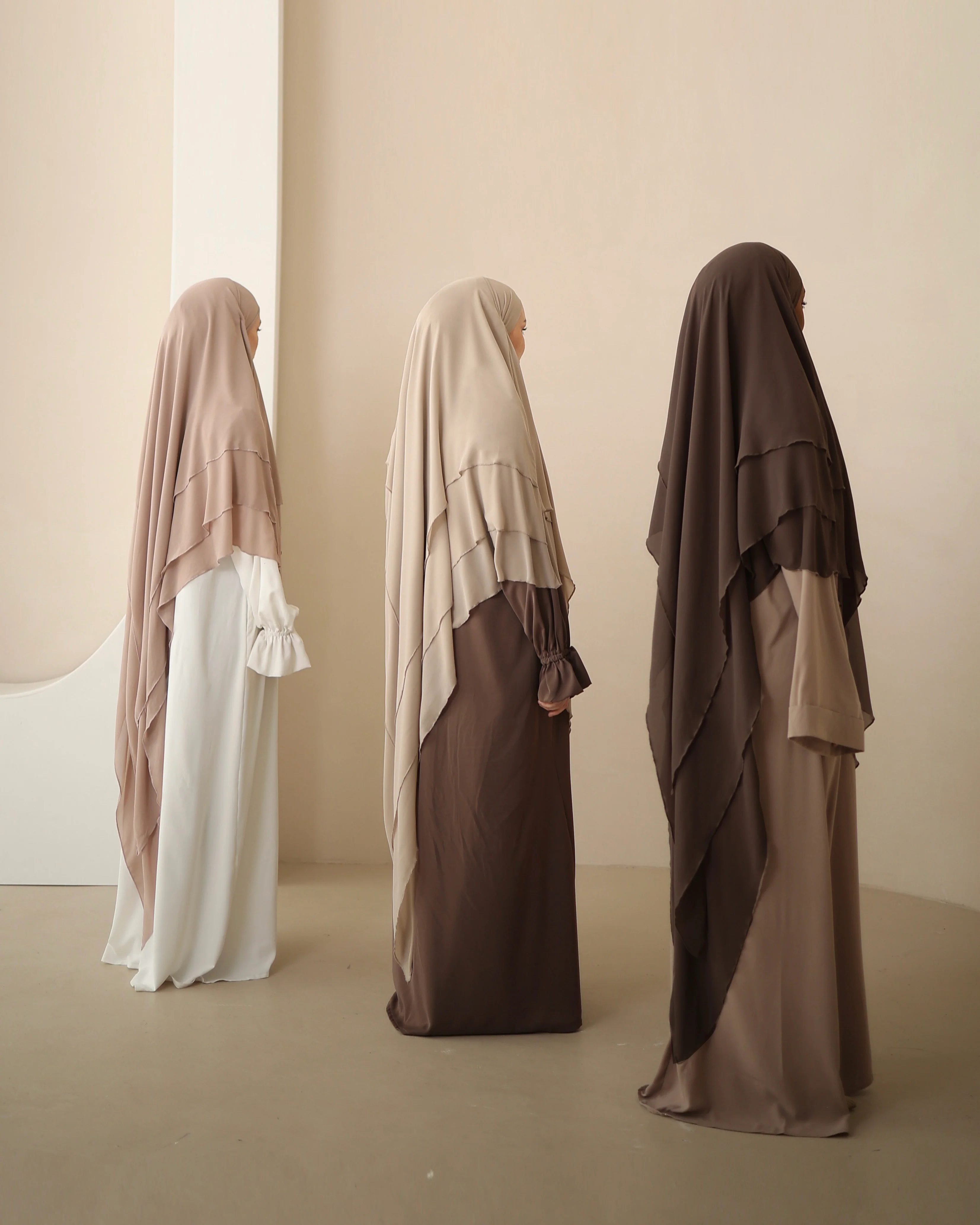 Langer Chiffon Khimar CHOCOLATE - Image 3